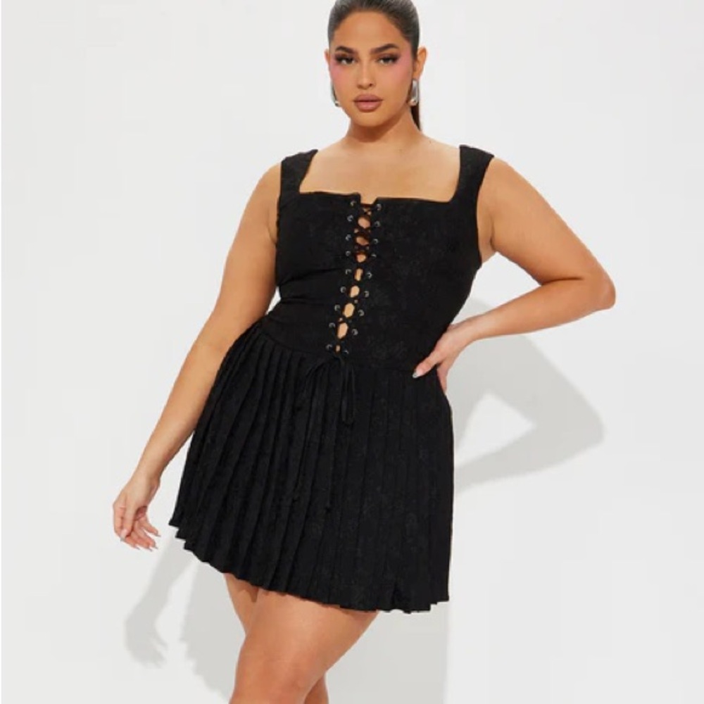 Fashion Nova Black Lace-Up Mini Dress